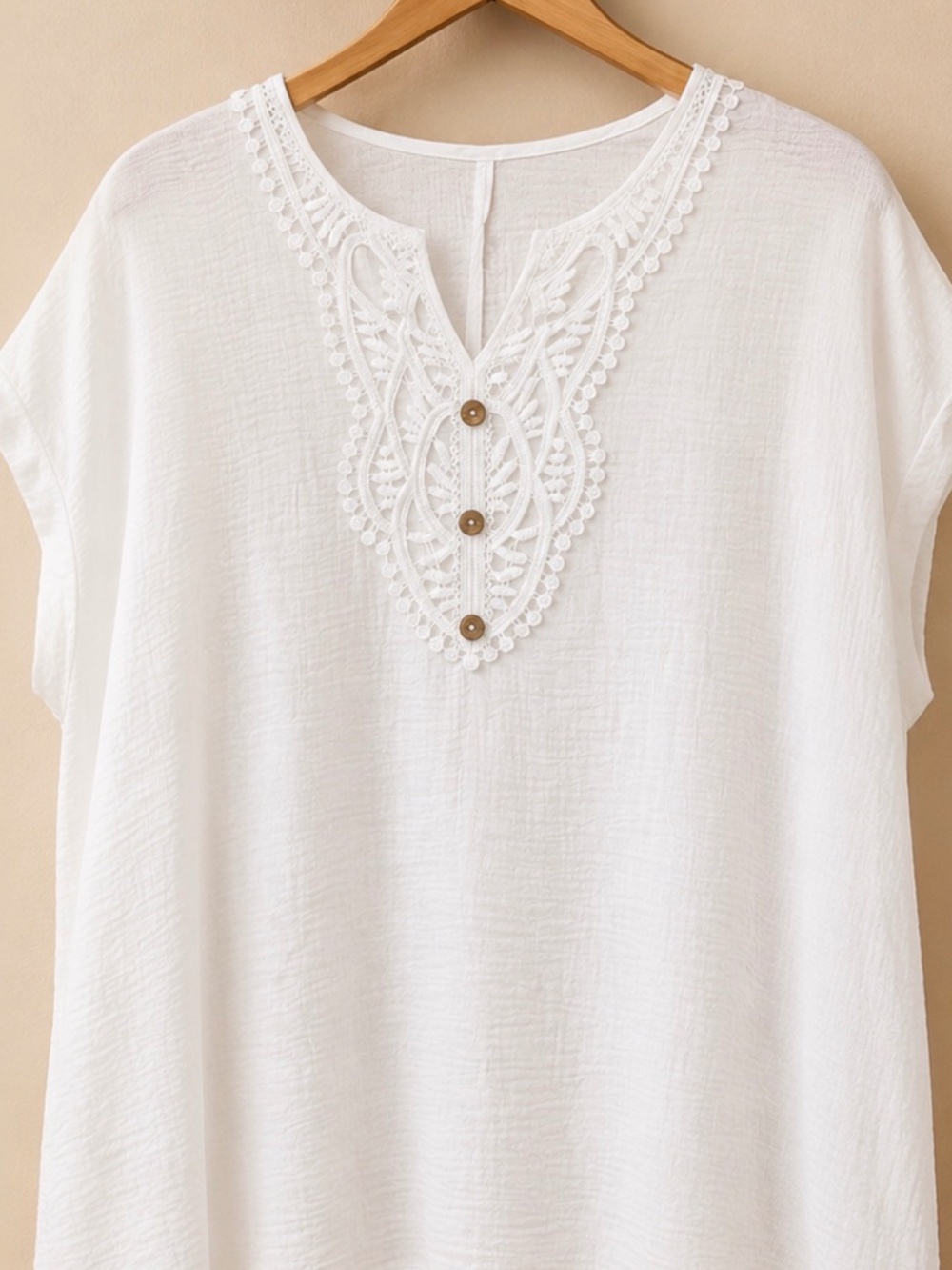 SHEIN White Crochet Detail Blouse – Size 2X | Brand New, Never Worn